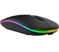 Бездротова комп'ютерна мишка Zornwee AP100 Bluetooth з RGB підсвічуванням на акумуляторі, ігрова акумуляторна миша BauTech з 2.4 GHZ для комп'ютера Чорна