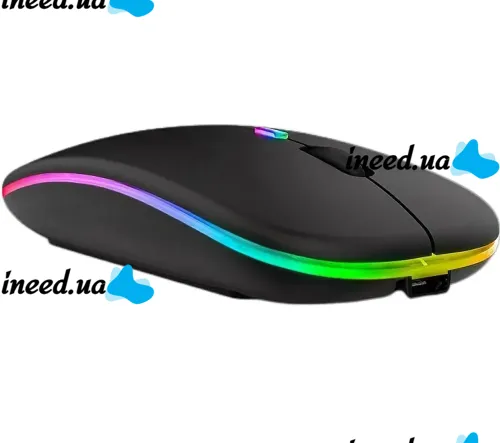 Бездротова комп'ютерна мишка Zornwee AP100 Bluetooth з RGB підсвічуванням на акумуляторі, ігрова акумуляторна миша BauTech з 2.4 GHZ для комп'ютера Чорна