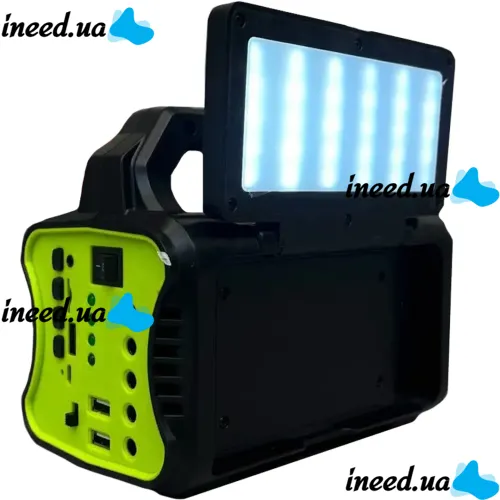 Автономная солнечная станция GDPlus GD-8076 Фонарь колонка с функцией Power Bank, Bluetooth, FM радио, MP3 и 4 LED лампочки с солнечной панелью