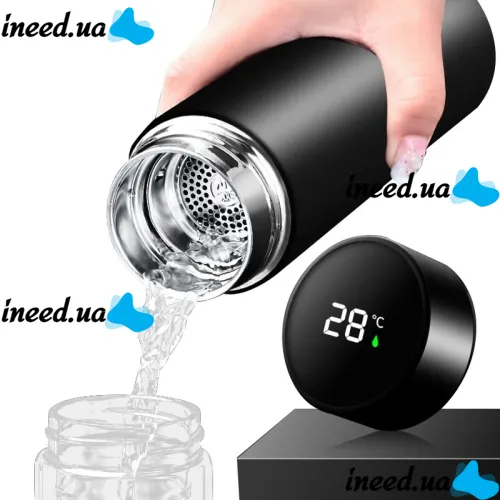 Умный термос Smart Cup 500 мл с LED датчиком индикатором температуры из нержавеющей стали, Вакуумный термос термокружка с дисплеем, экраном