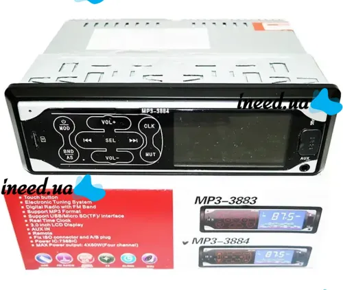 Автомобильная магнитола ISO Pioneer MP3-3884 автомагнитола с сенсорными кнопками