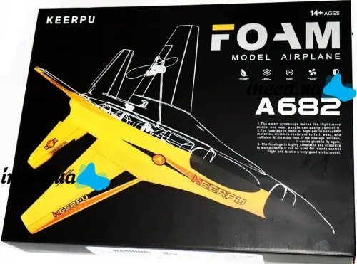 Радиоуправляемый самолет истребитель Keerpu FOAM A682 с пультом управления, Самолетик планер SU35 на радиоуправлении A-682 из пеноматериала Синий