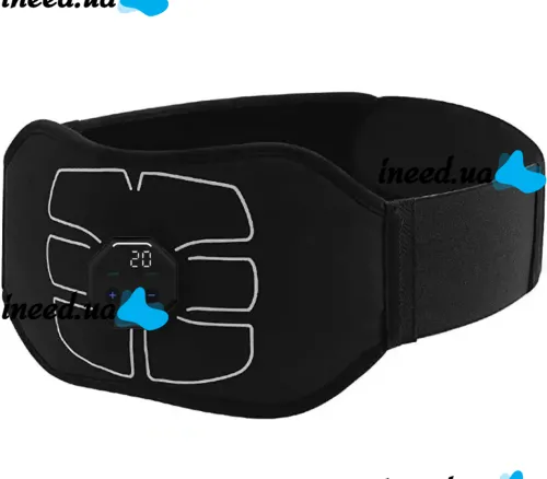 Електричний пояс-стимулятор для черевного преса Abdominal Toning Belt NY-82, масажер міостимулятор W24 для м'язів живота з 6 режимами від USB Чорний