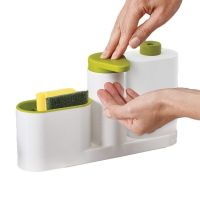 Универсальный органайзер для раковины с дозатором Sink Base Plus 3 в 1, Кухонный держатель подставка для губки и мыла на раковину Салатовый