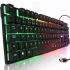 USB проводная геймерская компьютерная клавиатура Landslides KR-6300 с RGB Led подсветкой ATLANFA AT-6300, полноразмерная мембранная Черная
