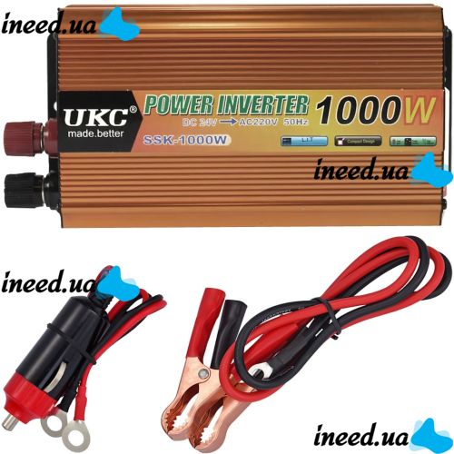 Автомобильный инвертор UKC 24V-220V 1000W авто преобразователь напряжения тока от прикуривателя и аккумулятора зарядное с защитой от перегрева 1000Вт