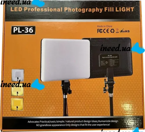 Светодиодная прямоугольная лампа Fill Light PL-36 LED с пультом ДУ для фото и видео съемки 50W, Светодиодный прожектор для студийной фотосъемки