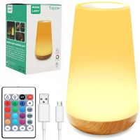 Сенсорный аккумуляторный светильник ночник Taipow JK-S050 с RGB подсветкой и пультом ДУ, Настольная лампа с сенсорным управлением HA-114 от USB