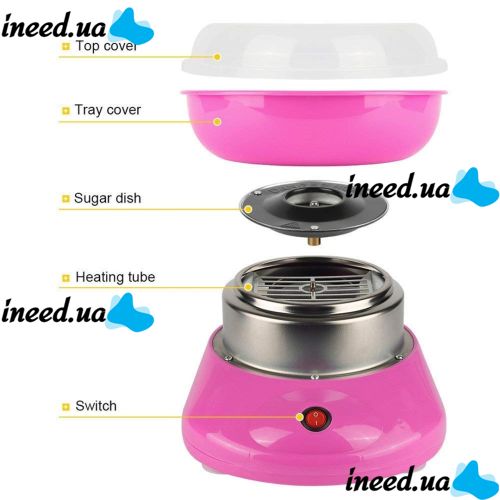 Міні апарат для солодкої вати Cotton Candy Maker GCM-520, Рожевий, Машинка для цукрової вати 500W, солодка вата для дому