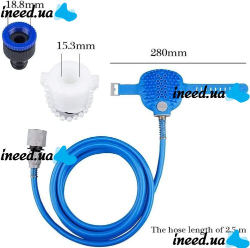 Щетка-душ на ладонь для купания крупных собак Pet Bathing Tool со шлангом Pet washer, Силиконовая массажная перчатка для мойки домашних животных
