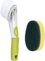 Многофункциональная щетка с дозатором для чистки и мытья посуды Automatic Liquid Cleaning Brush DMZ-8890, Щетка губка с насадками и ручкой Салатовая