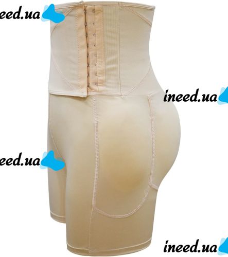 Корректирующие трусики-шорты Body Hip Pants для увеличения ягодиц с завышенной высокой талией и эффектом пуш-ап, утягивающие для бедер Бежевые