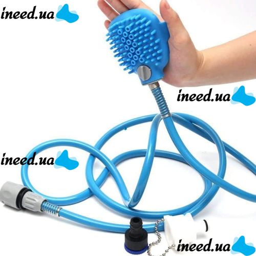 Щетка-душ на ладонь для купания крупных собак Pet Bathing Tool со шлангом Pet washer, Силиконовая массажная перчатка для мойки домашних животных