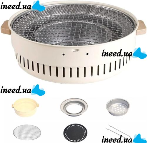 Бездымный круглый гриль с решеткой Stove NO.898 30 см для барбекю, Угольная складная круглая печь для жарки мяса, рыбы и овощей для кемпинга