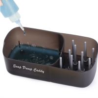 Нажимной диспенсер органайзер Soap pump caddy для моющего средства и кухонной губки 300мл, Подставка для губок с мыльницей дозатором Черный