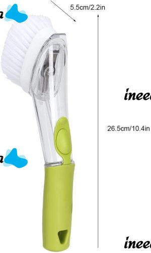 Многофункциональная щетка с дозатором для чистки и мытья посуды Automatic Liquid Cleaning Brush DMZ-8890, Щетка губка с насадками и ручкой Салатовая