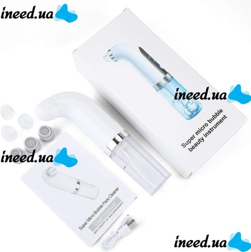 Rechargeable Vacuum Pore Cleaner Face Slimmer for Vacuum Cleaning of Facial Skin , Wireless Device for Hydropilling and Peeling 6 Nozzles White