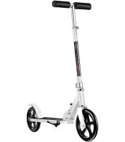 Двухколёсный складной самокат Scooter 888 BT-3 белый с подножкой и регулировкой высоты для подростков 110 кг, Городской прямой самокат колеса 200мм