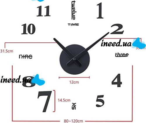 Большие 3D бесшумные настенные часы Diy Clock ZH01510 Grey 90 см, Бескаракасные самоклеющиеся 3Д часы Цифры на стену для дома, офиса Серые