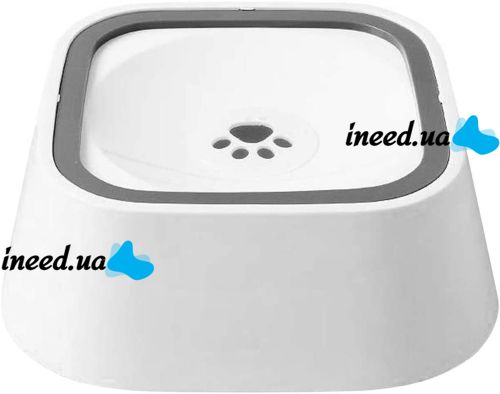 Поилка непроливайка с плавающим диском для воды Magic Bowl для собак и кошек, Миска антипроливайка​​​​​​​ для домашних животных Белая 1,5л