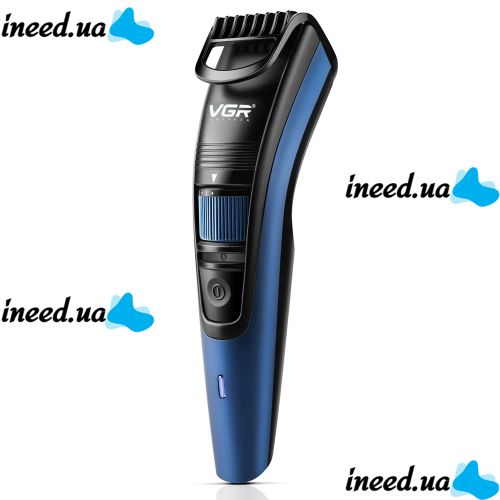 Беспроводная аккумуляторная машинка VGR V-052 Blue для стрижки волос и бороды с насадкой, Аккумуляторный триммер бритва для ухода за бородой 5W Синий