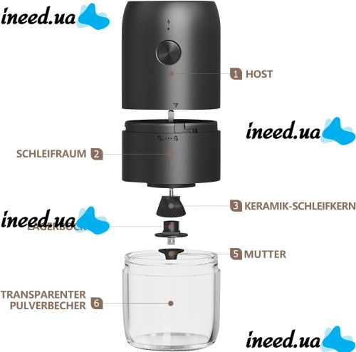 Беспроводная электрическая кофемолка Electric Coffee Grinder KMDJ-2A с регулятором помола, Аккумуляторная USB мельница для кофейных зерен MAG-640