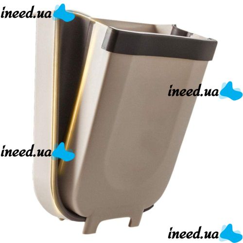 Folding Hinged Trash Can Container on the Door Foltable Trash Bin Can in the Kitchen or Bathroom, Folding Bucket Trash Can on the Door Brown