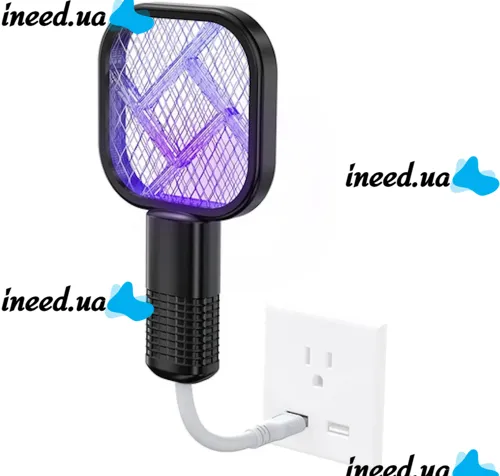 Электрический USB уничтожитель насекомых Mosquito Swatter UKC 3945 от насекомых, Лампа мухобойка комаров и мух с УФ светом от юсб Черный