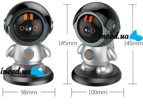 Wireless Baby Monitor Wi-Fi IP Surveillance Camera ESCAM PT302 Cosmonaut with Motion Sensor and Call Function, Rotary Baby Monitor 2K Gray