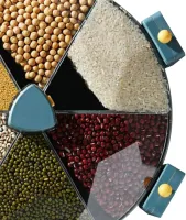 Настенный диспенсер карусель Rotatable Multi-Grain Cans для хранения круп 6 отделений 360, Вращающийся органайзер сыпучих продуктов с дозатором