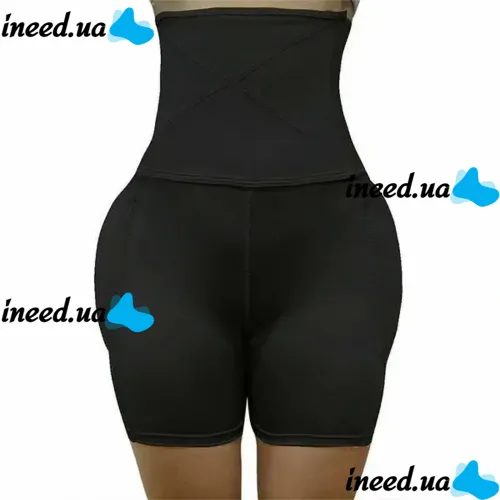 Корректирующие трусики-шорты Body Hip Pants для увеличения ягодиц с завышенной высокой талией и эффектом пуш-ап, утягивающие для бедер Черные