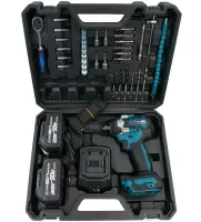 Беспроводной ударный гайковерт Makita DTW500BL 20V 4Ah 2 аккумулятора, Аккумуляторный бесщеточный гайковерт PROFI-TEC 350 Нм с головками в кейсе