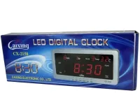 Настольные электронные часы Caixing CX-2158 с зеленой LED подсветкой, Настенные цифровые зеленые с датой и термометром от сети и от прикуривателя