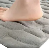 Антискользящий коврик Homytex 60x40см с 3d эффектом камней в ванную, Водопоглощающий ковер Камни для впитывания влаги для ванной комнаты Серый