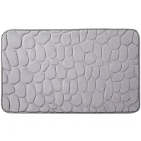 Антискользящий коврик Homytex 60x40см с 3d эффектом камней в ванную, Водопоглощающий ковер Камни для впитывания влаги для ванной комнаты Серый