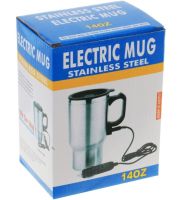 Автомобильная термокружка термос с подогревом Electric Mug 140Z чашка 400мл 12V, авто кружка кипятильник от прикуривателя в машину 2240 Серебристый