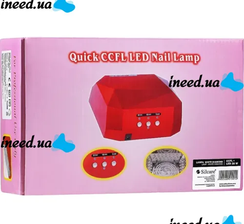 УФ лампа Beauty nail Diamond D-058 CCF + LED 36W для маникюра и педикюра Гибридная лампа для сушки ногтей, гель лака 36Вт с таймером Розовая