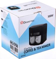 Domotec MS-0708 two-cup drip coffee maker with 2 ceramic cups, home electric tea and coffee maker 0.3L 500W Black