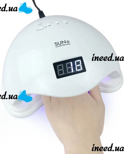 Профессиональная УФ лампа SUN5 для маникюра и педикюра 48W UV LED с экраном и таймером, аппарат для сушки гель лака и геля для ногтей Сан 5 White