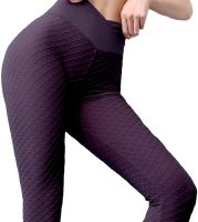 Женские спортивные леггинсы Staples Scrunch Bum Фиолетовые с завышенной высокой талией эффектом пуш-ап утягивающие бесшовные лосины для фитнеса push up