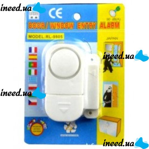 Беспроводная дверная и оконная сигнализация Door/Window Entry Alarm RL-9805, Звуковая с датчиком вибрации и звуком 90 дБ RL9805 на батарейках