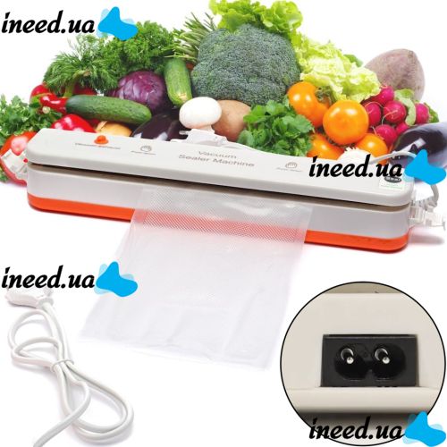 Вакуумный упаковщик пакетов New Vacuum Sealer автоматический вакууматор, бытовой аппарат вакуумайзер для упаковки и хранения еды, продуктов Белый