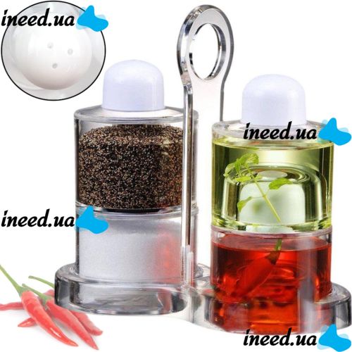 Настольный набор для специй Spice Jar. O.V.S.P. Stack Dispenser Set органайзер для хранения масла, уксуса, перца и соли на 4 емкости с подставкой