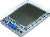Large jewelry scales Domotec MS-1729 from 0.1 gr to 2000 gr per 2 kg gram electronic scales with 2 bowls containers and battery-powered display Gray