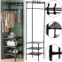 Кутова вішалка для одягу та взуття Corner Coat Rack YP301 вертикальна стійка з гачками TM2 - 202 для зберігання речей на три полиці 185х40 см TM3-303 Black