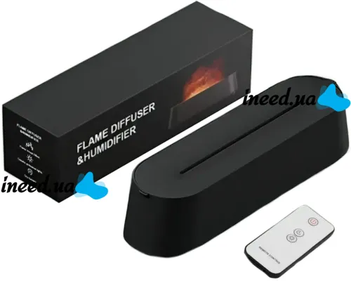 Увлажнитель воздуха ночник с эффектом пламени 150мл Flame Diffuser Humidifier DQ709 с RGB подсветкой, Аромадиффузор с имитацией огня 9133 Черный