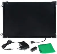 Рекламная флуоресцентная LED доска Fluorecent Board With Stand 50x70см на стойке, светящаяся лед доска на стойке с фломастером и салфеткой Черная