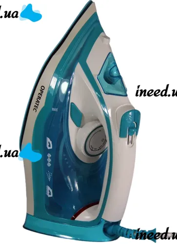 Manual steam iron Operatec OP-1003 2200W with ceramic sole steam regulator for ironing clothes OP1003 with steam from the mains 2200W Blue