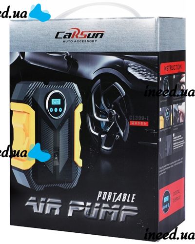 Автомобильный компрессор CarSun Air Pump C1399-1 автокомпрессор с дисплеем и фонарем для подкачки шин от прикуривателя 12V воздушный насос для машины