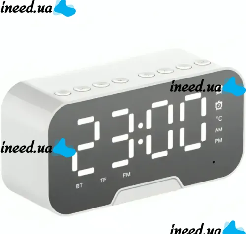 Зеркальные часы с колонкой Fleco BT Q5 Bluetooth с LED подсветкой и подставкой для телефона, блютуз колонка с часами LS-Q5 с термометром